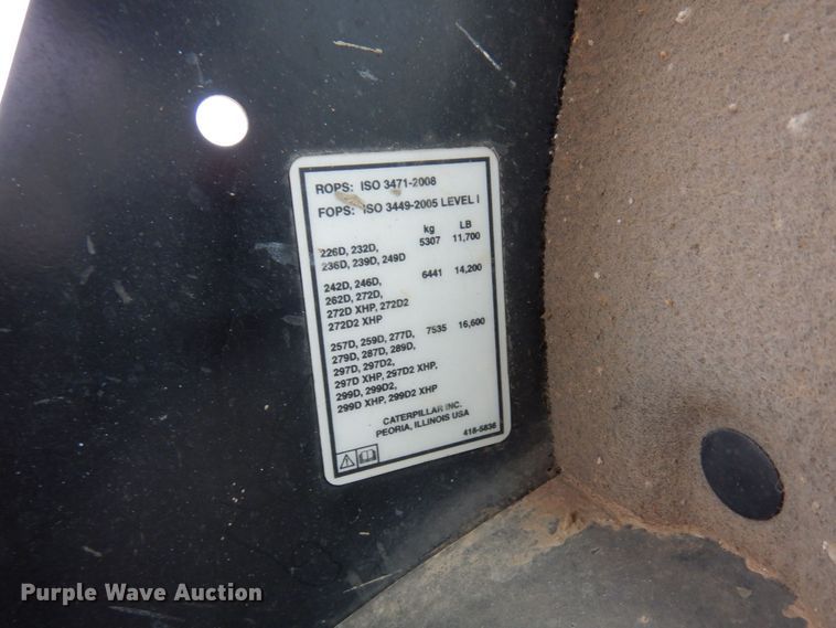 image for item KU9876 2017 Caterpillar 289D  tracked skid steer loader