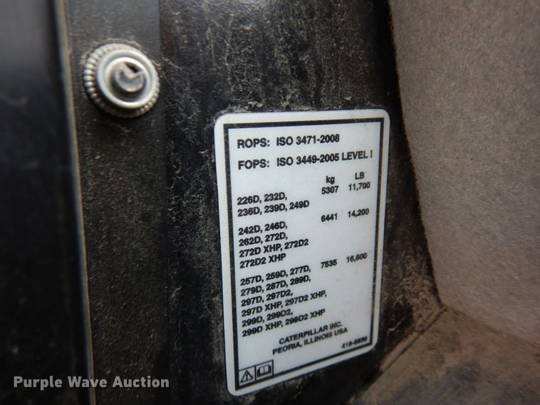 image for item KU9877 2017 Caterpillar 279D  tracked skid steer loader