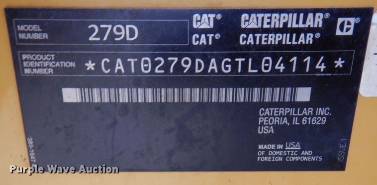 image for item KU9877 2017 Caterpillar 279D  tracked skid steer loader