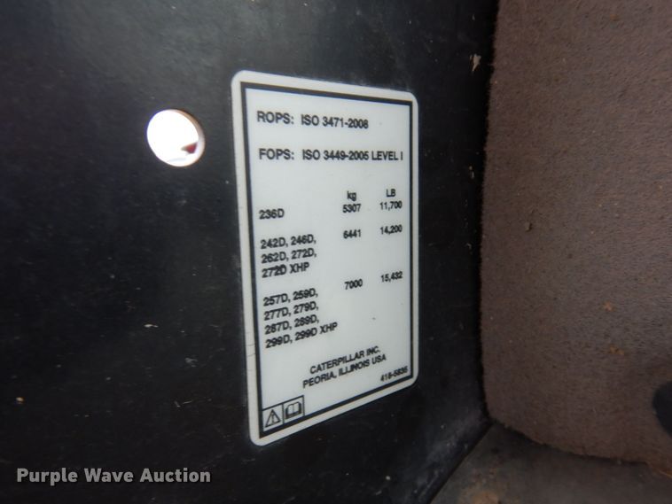 image for item KU9878 2014 Caterpillar 289D  tracked skid steer loader