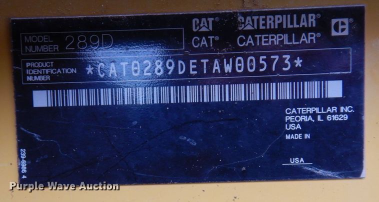 image for item KU9878 2014 Caterpillar 289D  tracked skid steer loader