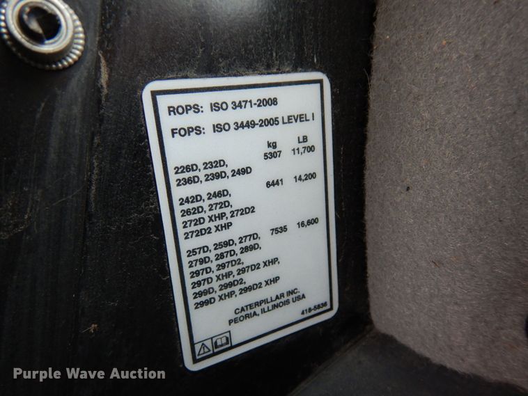 image for item KU9880 2016 Caterpillar 279D  tracked skid steer loader