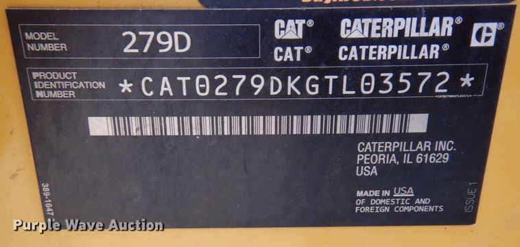 image for item KU9880 2016 Caterpillar 279D  tracked skid steer loader