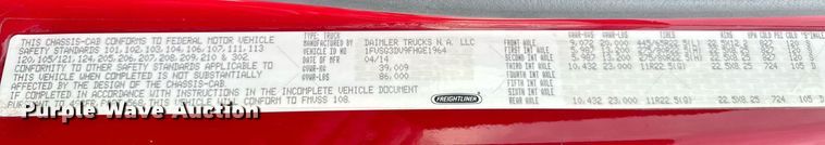 image for item KU9909 2015 Freightliner 114SD  dump truck