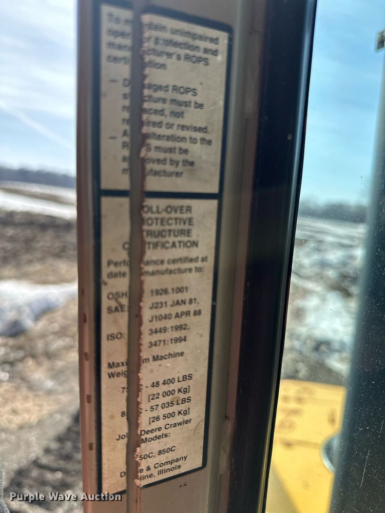 image for item KU9914 1998 John Deere 850C  dozer