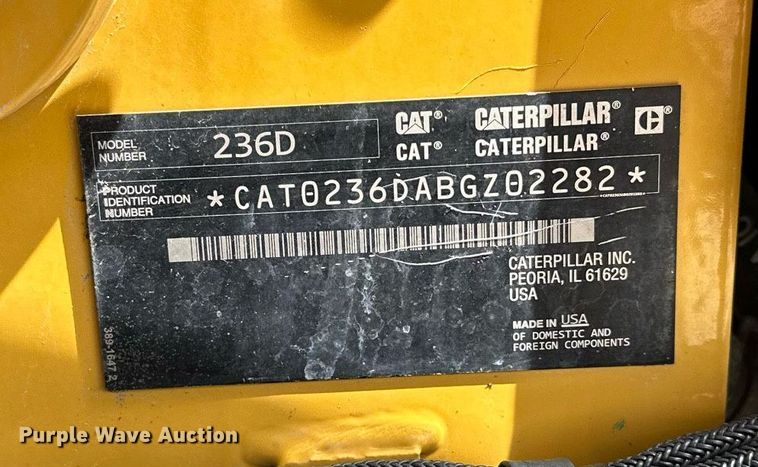 image for item KU9926 2016 Caterpillar 236D  skid steer loader