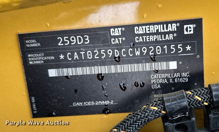 image for item KU9928 2022 Caterpillar 259D3  tracked skid steer loader