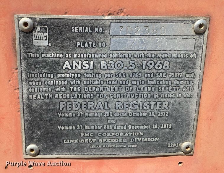 image for item LH9553 1973 Link Belt LS78  crane