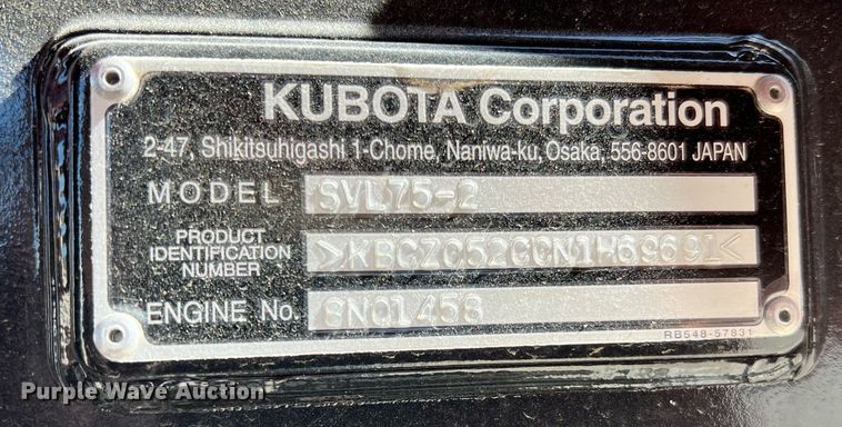 image for item LI9596 2022 Kubota SVL75-2  tracked skid steer loader