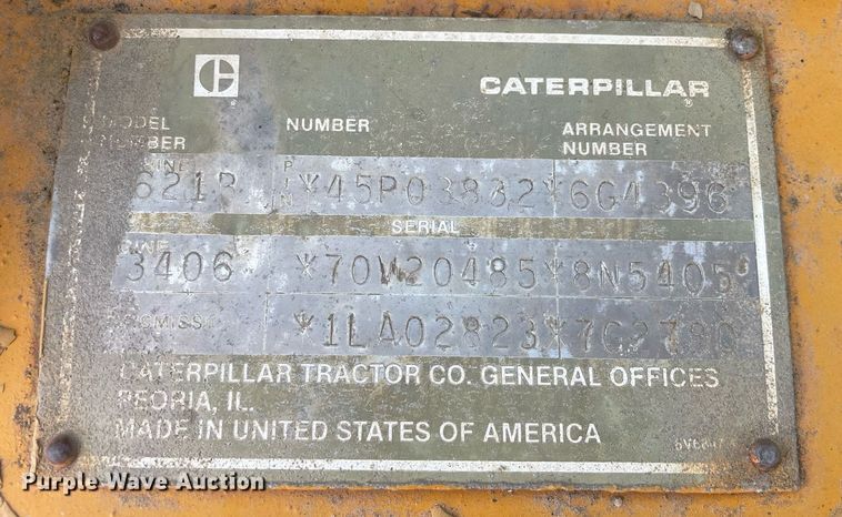 image for item LJ9612 1986 Caterpillar 621B  conventional scraper