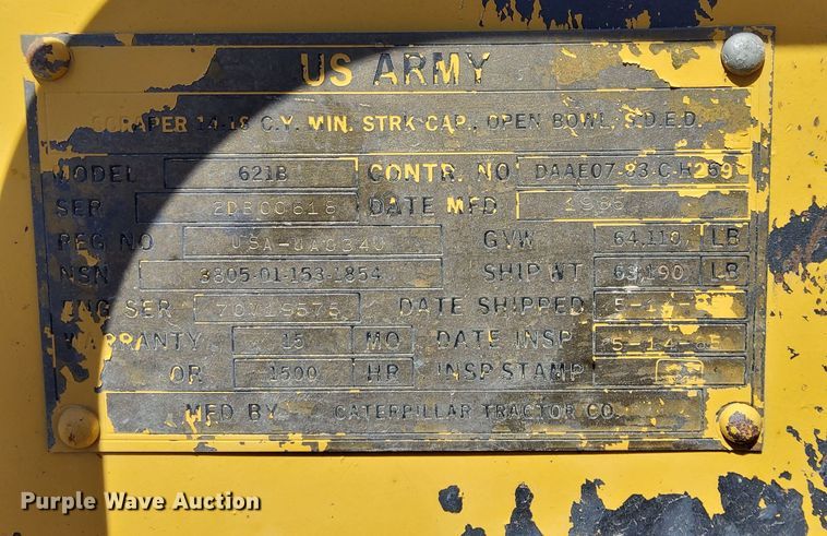 image for item LJ9614 Caterpillar 621B  conventional scraper