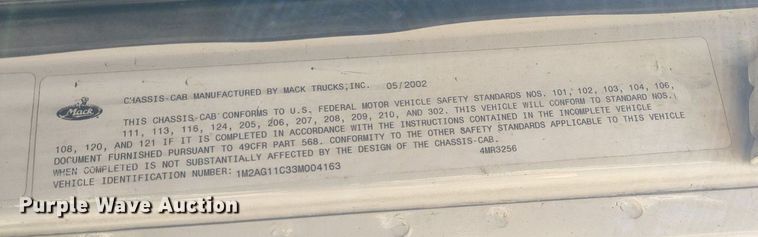 image for item LL9039 2003 Mack CV713  dump truck