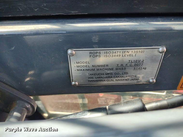 image for item LL9040 2016 Takeuchi TL10V-2  tracked skid steer loader