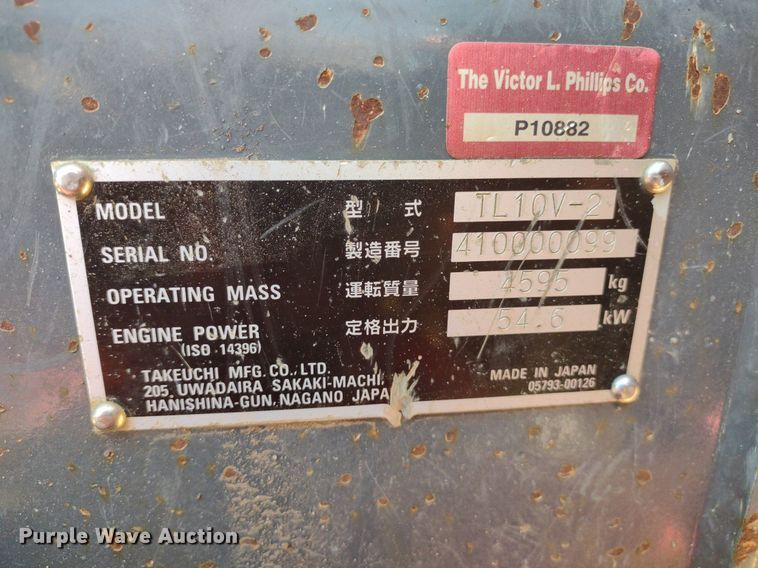 image for item LL9040 2016 Takeuchi TL10V-2  tracked skid steer loader