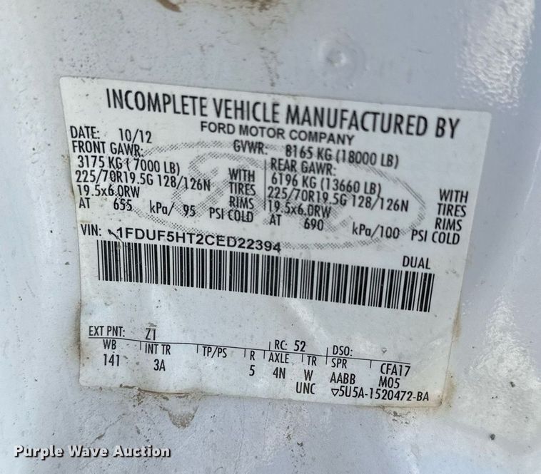 image for item LN9382 2012 Ford F550 Super Duty  bucket truck