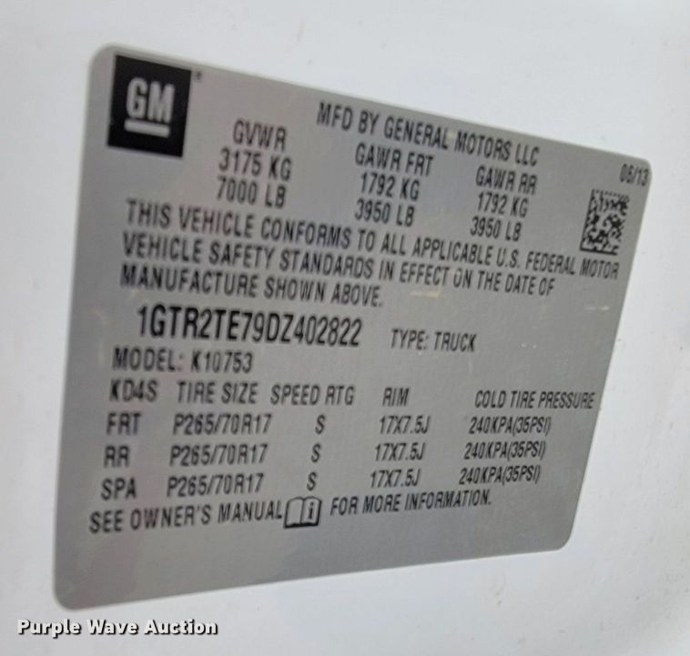 image for item LV9459 2013 GMC Sierra 1500  Ext. Cab pickup truck