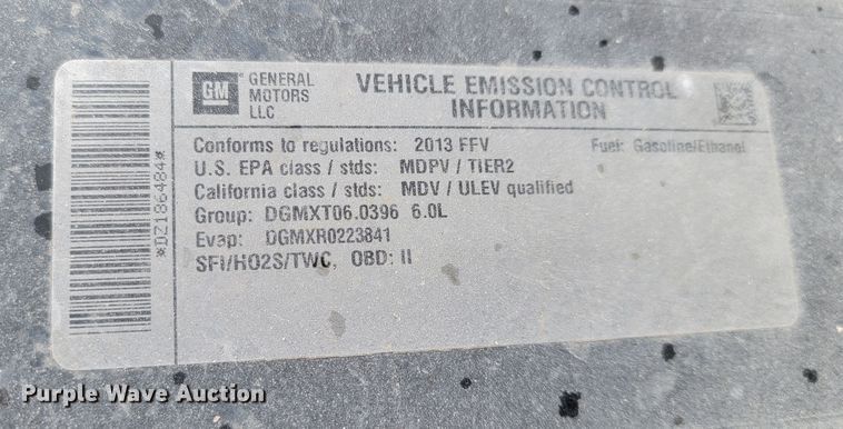 image for item LV9460 2013 GMC Sierra 2500HD  Ext. Cab pickup truck