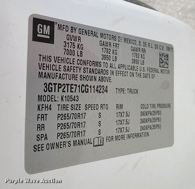 image for item LV9461 2012 GMC Sierra 1500  Crew Cab pickup truck