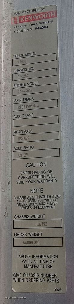 image for item LV9462 2000 Kenworth W900B  ready mix truck