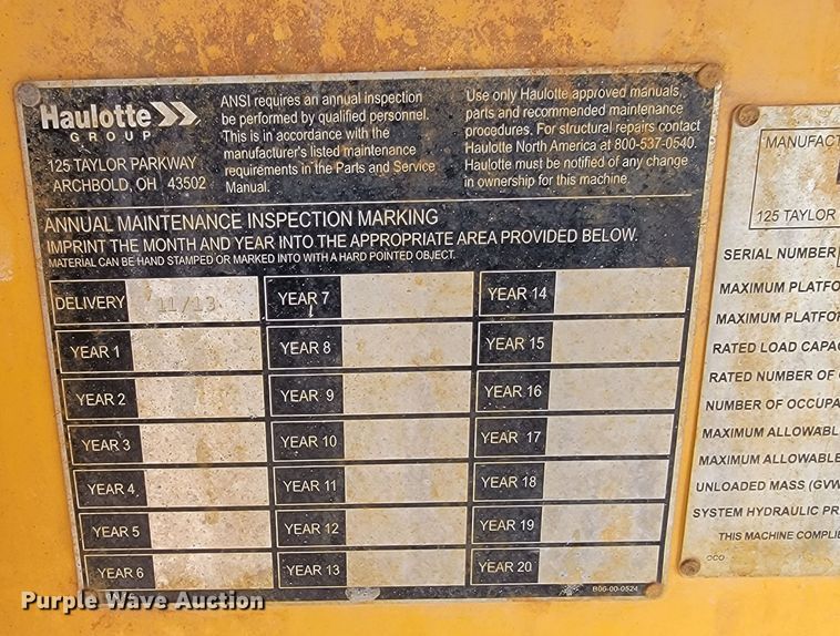 image for item LV9476 2013 Haulotte 55XA  boom lift