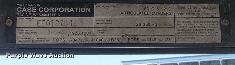 image for item LV9505 2000 Case 821C  wheel loader