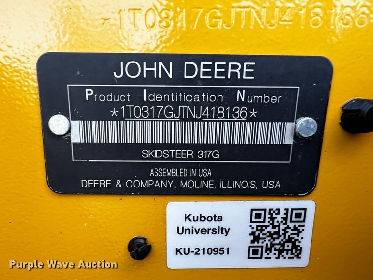 image for item MF9888 2022 John Deere 317G  tracked skid steer loader