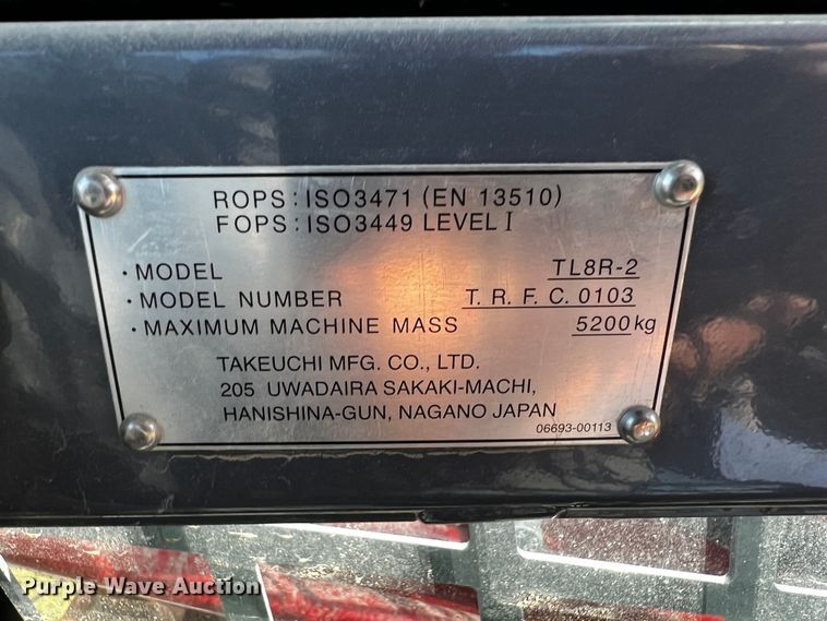 image for item MF9891 2020 Takeuchi TL8R2  tracked skid steer loader