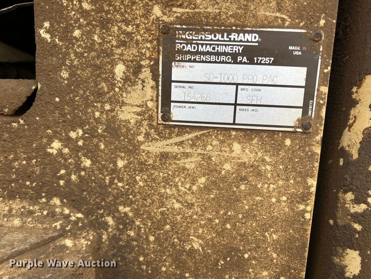 image for item MQ9868 1998 Ingersoll Rand SD100D TF  single drum vibratory roller