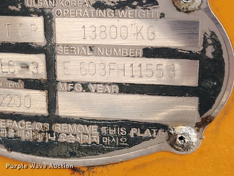 image for item MW9651 2000 Hyundai Robex 130LC-3  excavator