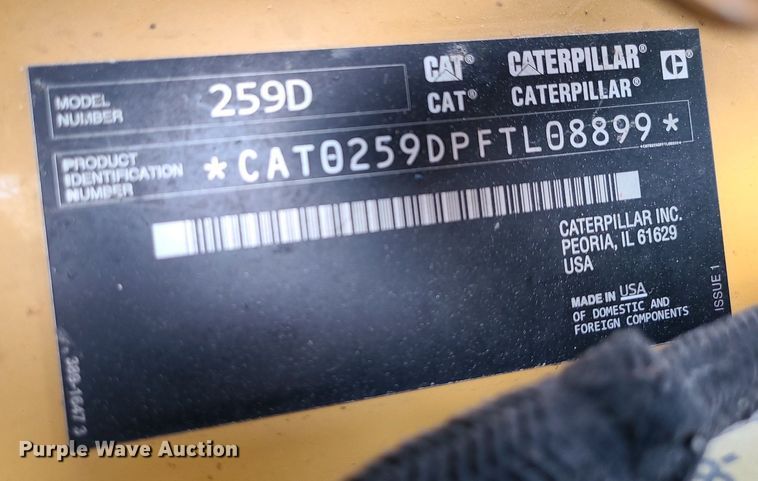image for item MX9615 2016 Caterpillar 259D  tracked skid steer loader