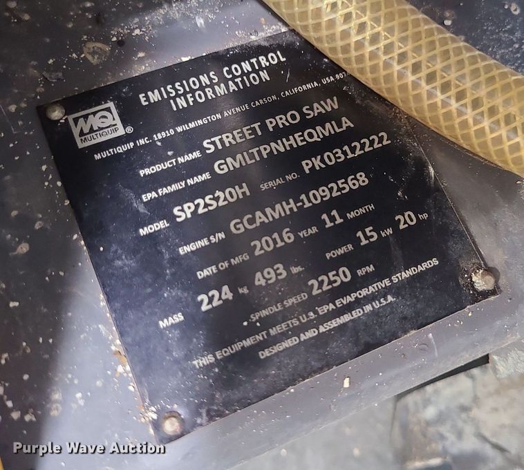 image for item MX9623 2016 Multiquip SP2S20H  concrete saw