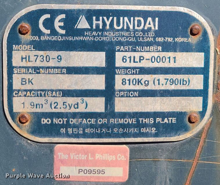 image for item MX9652 Hyundai HL730-9A  wheel loader