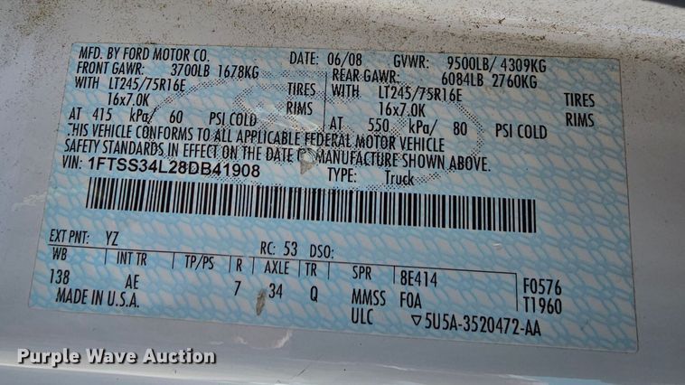 image for item DK1757 2008 Ford E350 Super Duty  van