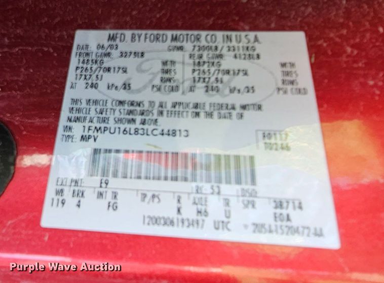 image for item DK1760 2003 Ford Expedition XLT  SUV