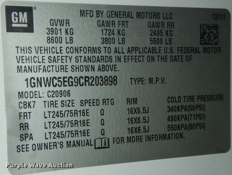 image for item DK1776 2012 Chevrolet Suburban 1500  SUV