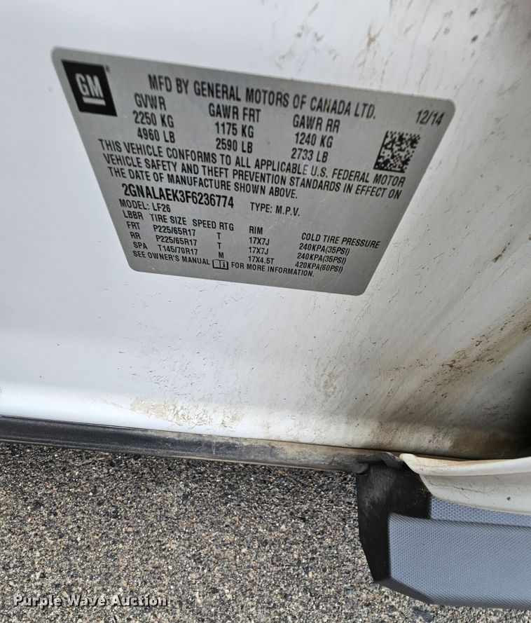 image for item DK1782 2015 Chevrolet Equinox  SUV