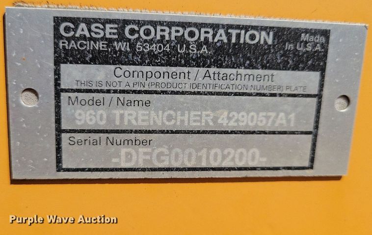 image for item DK5216 2003 Case 960 Turbo  trencher