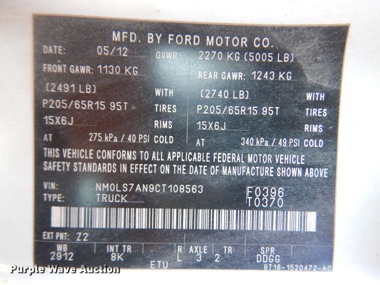 image for item DM6049 2012 Ford Transit Connect  van