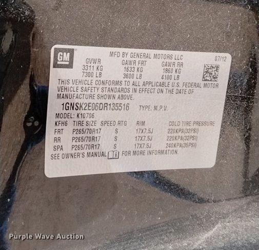 image for item DN6397 2012 Chevrolet Tahoe Police  SUV