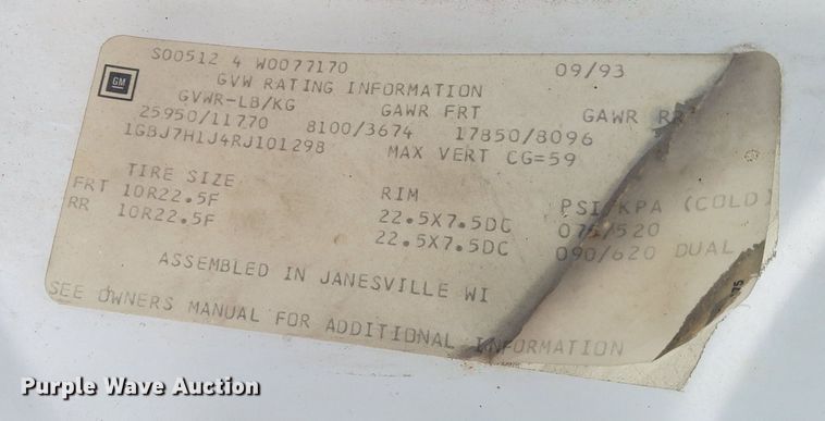 image for item DN6404 1994 Chevrolet Kodiak  dump truck