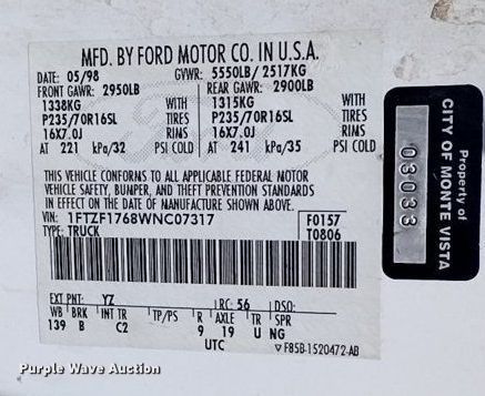 image for item DN6409 1998 Ford F150  pickup truck