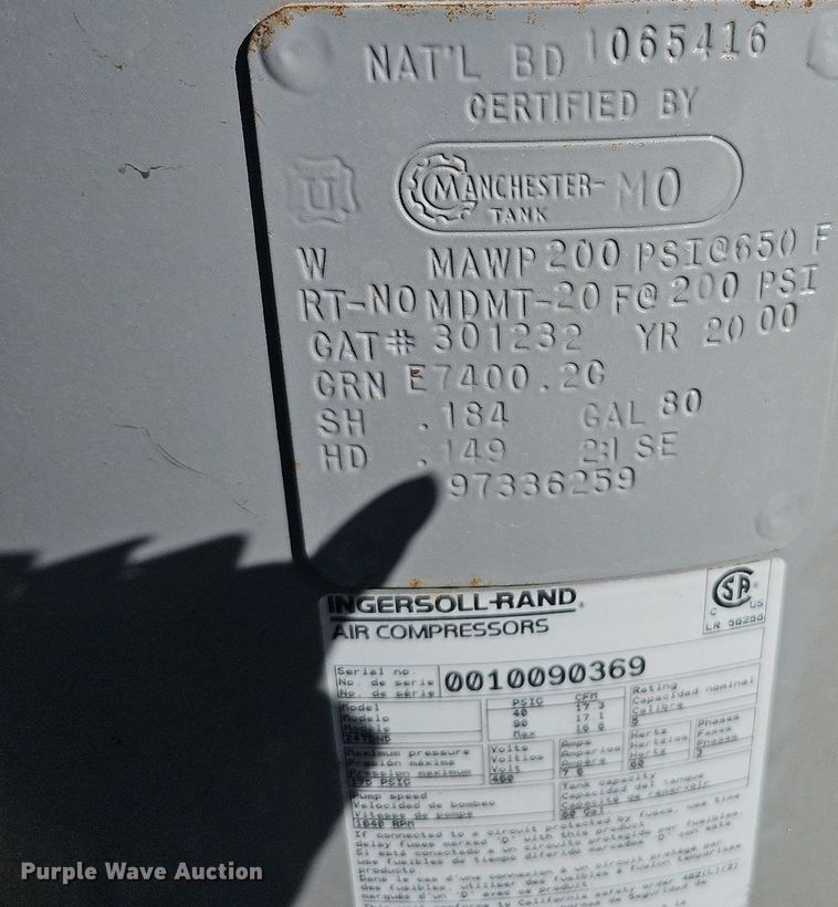 image for item DO4291 Ingersoll Rand T30  air compressor