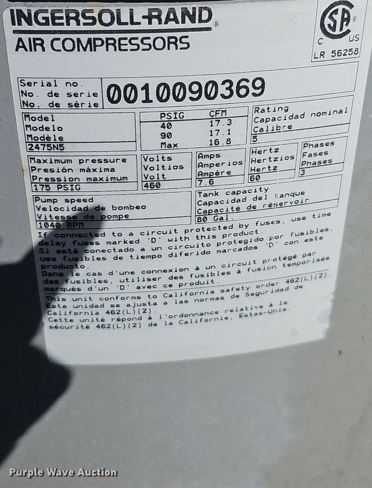 image for item DO4291 Ingersoll Rand T30  air compressor