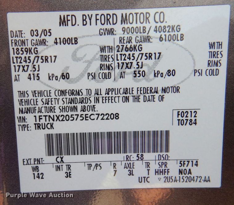 image for item DP0349 2005 Ford F250 Super Duty XL  SuperCab pickup truck