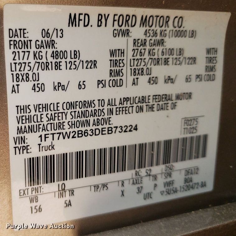 image for item DQ0561 2013 Ford F250 Super Duty Lariat  Crew Cab pickup truck