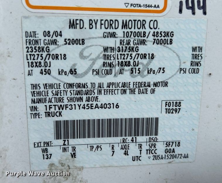 image for item DR4583 2005 Ford F350 Super Duty XL  pickup truck