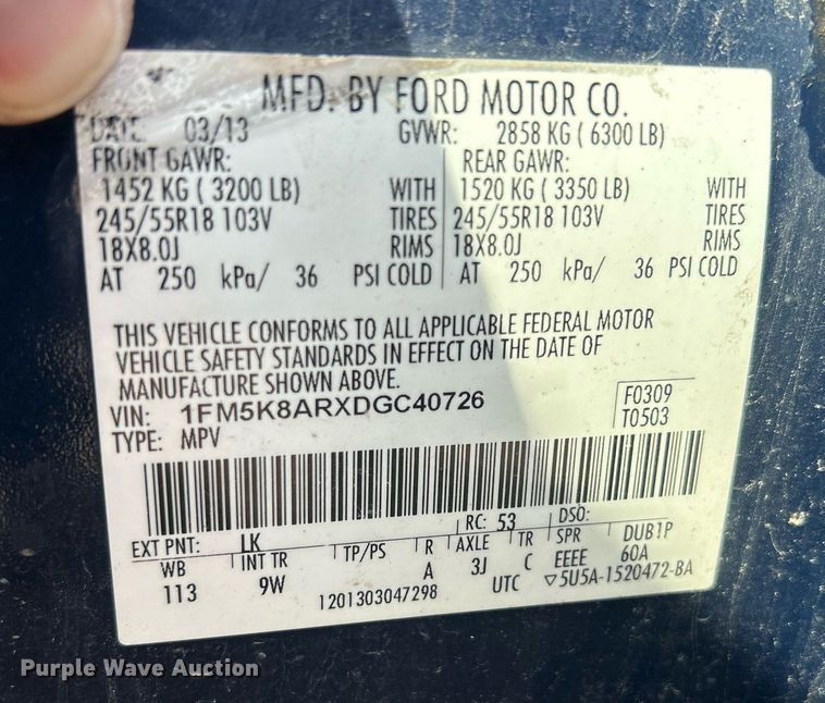 image for item DR4584 2013 Ford Explorer Police Interceptor  SUV