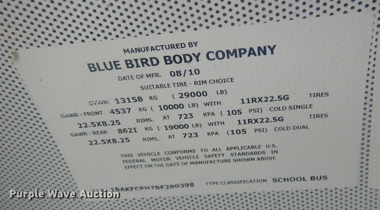 image for item HQ9575 2011 Blue Bird Vision  school bus
