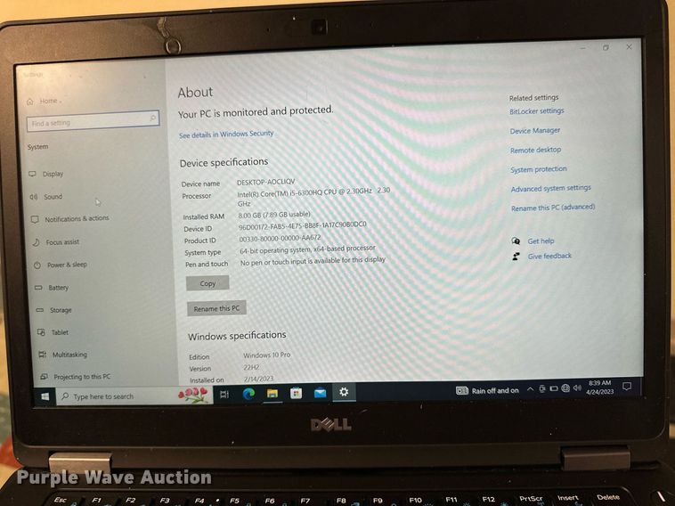 image for item KL9231 (10) Dell laptops