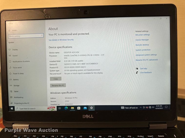 image for item KL9231 (10) Dell laptops